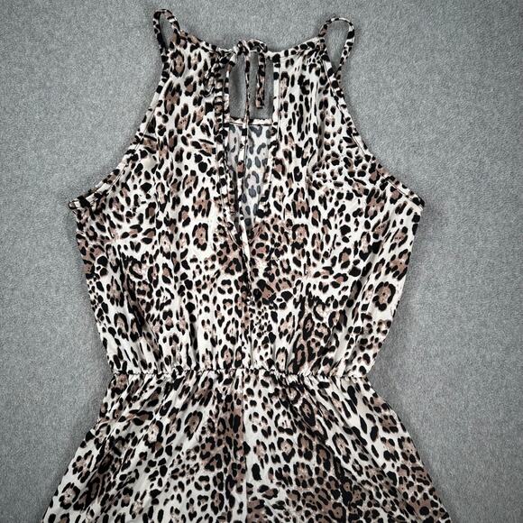 White Birch Animal Print Romper Jumpsuit Shorts Size Medium Sleeveless Tie Waist - Picture 9 of 9